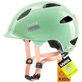 uvex OYO - Leichter Fahrradhelm für Kinder - intergierter Seitenschutz - erweiterbar mit LED-Licht - Mint-Peach - 45-50 cm