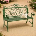 Gartenbank Metall Wetterfest Patina Grün 120 cm 2 Sitzer Sitzbank 96021 Retro