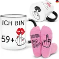 Bingtoo Geschenkset zum 60. Geburtstag für Frauen, Becher &amp; Socken für F