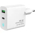 Gembird USB-Ladegerät 2-Port 20W mit LED-Anzeige Typ C + A - Weiß