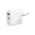 Gembird 2-Port Universal USB Schnellladegerät - USB-C + USB-A, 20 W, LED-Anzeige, kompakt, schnelles Laden, für Smartphones, Tablets und weitere USB-Geräte, Weiß