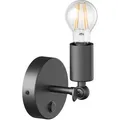 ledscom.de Vintage E27 Wand-Leuchte FETRO mit Schalter, schwarz, schwenkbar, inkl. E27 Lampe (warmweiß, max. 963lm) 3-Stufen-Dimmen