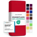 Jacobson Spannbettlaken aus 100% Baumwolle, Jersey Bettlaken 160 g/m2, Spannbetttuch mit Gummizug, OEKO-TEX®, pflegeleicht, viele Farben rot 120 - 130 cm x 200 cm