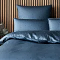 elegante Mako-Satin-Bettwäsche-Garnitur Stars Farbe Navy Größe 135x200+40x80cm