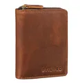 STILORD Giannis Mini Leder Portemonnaie Herren RFID Brieftasche Hochformat Geldbörse Klein mit Reißverschluss Vintage Wallet aus echtem Leder Farbe:Sesto - Cognac