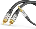 15m Premium Cinch zu Aux Kabel 3,5mm Klinke Audio 2x Cinch RCA Stecker Klinke