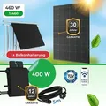 Balkonkraftwerk 460 W mit Hoymiles HM-400 Wechselrichter   Premium 460 W Glas-Glas Black Frame Modul (bifazial) inkl. Balkonhalterung