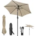 Sekey Sonnenschirm 220 cm Sonnenschirm mit Kurbel und Auto Kippen Knickbar im Sitzen