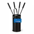 MS Beschläge Kaminbesteck Set Schwarz 5-teilig Stahl pulverbeschichtet - modernes Ofenbesteck mit Behälter - Kaminzubehör Kamingarnitur robust & langlebig - Ofengarnitur Kamin-Set Industrial Style