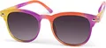 styleBREAKER Kinder Nerd Sonnenbrille mit buntem Rahmen, Kunststoff Rahmen und Polycarbonat Flachgläsern 09020090, Farbe:Gestell Gelb-Pink-Orange/Glas Grau Verlauf
