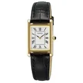 Seiko SWR104P1 Herren-Quarzuhr mit Lederband Schwarz/Goldfarben - Weiß