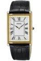 Seiko Quarzuhr Herren-mit Lederband Schwarz/Goldfarben