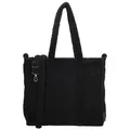Beagles - Damen Umhängetasche Shopper aus weichem Teddystoff - Geräumig mit Reißverschluss-Hauptfach - Verstell- & abnehmbarer Schultergurt - Innenfächer für Organisation - Schwarz