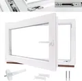 Kellerfenster Kunststofffenster weiß, BxH: 70 x 50 cm / 700 x 500 mm 2-fach Verglasung (32 mm) Dreh-Kipp inkl. Pilzkopfverriegelung, DIN Rechts (Griff Links)