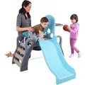 KidKraft 5 in 1 Kinder Klettergerüst mit Rutsche Outdoor & Indoor, Basketballkorb, Fußballtor & Baseballwand, Kinderrutsche Holz ab 18 Monaten