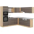 Vicco Eckküche, Grau, Honigeiche, Holzwerkstoff, L-Form,Formgebogen, 247x81.6x60 cm, Küchen, Eckküchen, Eckküchen ohne Geräte