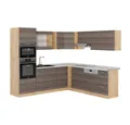 Vicco Winkelküche R-Line, Edelgrau/Goldkraft Eiche, 237 x 247 cm, AP Marmor