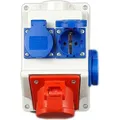 RoadEu Kombi Wandsteckdose, 16A Steckdose 5P, 3x 230V Schuko, Stromverteiler IP44, PCE CEE Steckdose