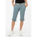 Fresh Made Caprihose Damen Caprihose Sommerhose mit buntem Gürtel Capri kurze Hose Sommerfarben blau L