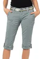 FRESH MADE Damen Capri-Hose 3/4-Shorts mit Metallic Gürtel Blue L