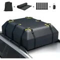 COSTWAY 600L Dachbox für Auto, Dachkoffer wasserdicht mit 6 Türhaken, Zahlenschloss, Rutschfester Matte & Tragetasche, Faltbare Dachtasche Gepäc... - Schwarz