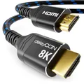 deleyCON 7,5m 8K HDMI 2.1b Kabel (48G, ULTRA Highspeed) 8K@60Hz 4K@144Hz 120Hz 2K@144Hz/165Hz EARC HDCP 2.3/2.2 - für DTS:X HDR Dolby Atmos TV PS5 Xbox Soundbar Monitor