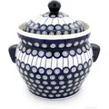 Bunzlauer Keramik Fermentationsglas Original Bunzlauer Keramik Gärtopf 4,0 Liter mit Wasserrinne Dekor 8, Keramik blau