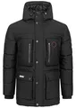 Geographical Norway Albert Men - Warmer Parka Mann Herbst Winter - Breiter Mantel Wasserabweisend Kapuze - Warme Jacke Windbreaker Jacke Männer - Ideal Geschenk (Schwarz M)