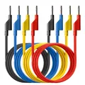 PeakTech 7048-4 Stück Messleitungen Set, 75cm, Multimeter Test Kabel, Laborleitungen, Messkabel mit 4mm Bananenstecker, Stapelbar, in 4 Farben