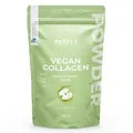Nutri + Vegan Collagen Pulver Formation Support - für Kollagenbildung - mit Hyaluronsäure + Vitamin C für Haut, Haare, Nägel - 400 g Grüner Apfel