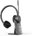 GEQUDIO GC-4 DECT & Bluetooth Dual Headset mit aktiver Geräuschunterdrückung für PC (Windows) Mac (Apple), 2-Ohr mit Farbdisplay Basisstation USB - kabellos 200m Reichweite - Unify OpenStage OpenScape