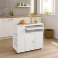 Küchenschrank Thekla Weiß 80x76x40 cm mit ausziehbarem Boden und Rollen