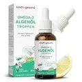 Omega 3 Kinder Tropfen – vegan & nachhaltig – 50 ml Algenöl (66 Tage) – kindgerecht dosiert: 205 mg DHA + 103 mg EPA pro Tagesdosis – mit Zitronengeschmack - ab 3 Jahren