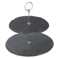 Etagere aus Schiefer 2er ca. 20 x 25cm zweistöckig Schieferetagere Metallgriff