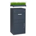 Paketbox XL Briefkasten Standbriefkasten mit Pflanzdach 117x50cm anthrazit - Grau