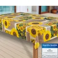 laro Wachstuch-Tischdecke Abwaschbar Garten-Tischdecke Wachstischdecke PVC Plastik-Tischdecken Eckig Meterware Wasserabweisend Abwischbar |56|, Muster:Sonnen Blumen, Größe:100x100 cm