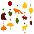 Papierdrachen Filz-Holzperlen-Mobile - Bastelset - Herbstliche Waldtiermotive - Deko-Element - DIY für Kinder und Erwachsene