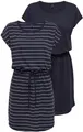 Shirtkleid "ONLMAY LIFE S/S DRESS 2 PACK CS JRS", (2er-Pack), flexibel taillierbar für individuelle Passform, Gr. XL (42) - N-Gr, Night Sky Detail:PACK NIGTH SKY STRIPE CLOUD DANCER (NADIA) N-Gr