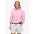 Superdry für Damen. W4010463A Lässiges Leinenhemd mit rosa Boyfriend-Passform (XS), Langarm