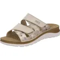 Rohde Damen Pantolette floral bedruckt Blumen Muster Metallic Klett Baviera 1302, Größe:38 EU, Farbe:Beige - Beige - 38