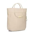 Zwei Damen Tote Bag Perla PE120 im Boho-Look 9 Liter Perlen-Verzierung geflochtener Makramee-Tragegurt + langer Schultergurt 3-in-1 Shopper, Einkaufstasche & große Umhängetasche (sand)
