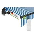 empasa Elektrische Gelenkarmmarkise 'Start Plus' Markise Sonnenmarkise Sonnenschutz, komplett vormontiert, Verschiedene Größen und Farben, Farbe:blau/weiß gestreift, Größe:300 x 250