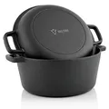 BBQ-Toro Gusseisen Topf 6,8 Liter | Gusstopf Kazan mit Deckel | inkl. zwei Griffe | Traditioneller Gusstopf | preseasoned - bereits eingebrannt, Schmortopf zum Kochen, Schmoren, Braten, Frittieren