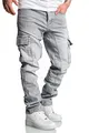Amaci&Sons Herren Cargo Jeans Regular Slim Denim Hose Destroyed 7977 Hellgrau W40/L30