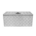 Aluminium-Werkzeugkasten 70L | Abschließbarer Koffer + 2 Schlüsseln | 710 x 320 x 310mm | Truckbox Kiste Metallbox Riffelblech | LKW Transporter Aufbewahrung [2 Gasdruckfedern, Gummiboden & -dichtung]