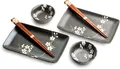 WestCraft Sushiteller SUSHI TELLER SET, Sushi Geschirr Set, Mehrteiliges Sushi-Set, (6 St), für 2 Personen Sushi-Teller, Schalen und Essstäbchen versch. Designs