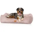Knuffelwuff Tierbett Hundebett aus Cord Olivia, Schaumstoffflocken rosa 75 cm x 105 cm