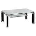 Stella Trading ALBERTO Couchtisch Glas mit schwarzem Metallgestell - geräumiger Glastisch mit Ablage für Ihren Wohnbereich - 100 x 42 x 60 cm (B/H/T)