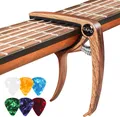 Kapodaster für Gitarre Capo 6 Plektren Capodasta Ukulele E-Gitarre Metall Holz