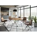 Baumtisch Mango 180x90x74 natur lackiert / Epoxid schwarz, Kreuzgestell silber matt EPOXY